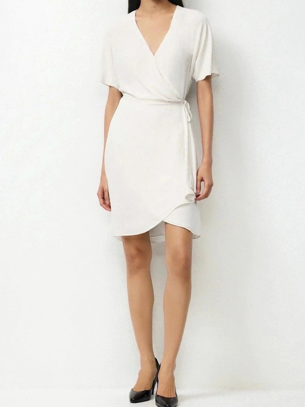 Babaton Wallace Wrap Mini Dress in White Size XS NWT